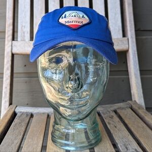 Marmot Retro Trucker Hat Patch Blue Gray Camping